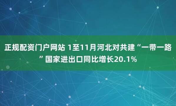 正规配资门户网站 1至11月河北对共建“一带一路”国家进出口同比增长20.1%